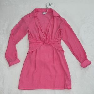Princess Polly NWT long sleeved mini pink flowy dress Size 4